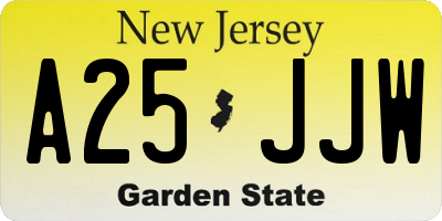 NJ license plate A25JJW