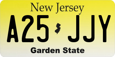 NJ license plate A25JJY