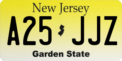 NJ license plate A25JJZ