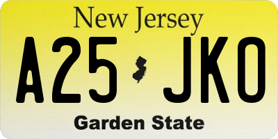 NJ license plate A25JKO