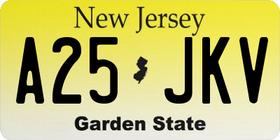 NJ license plate A25JKV