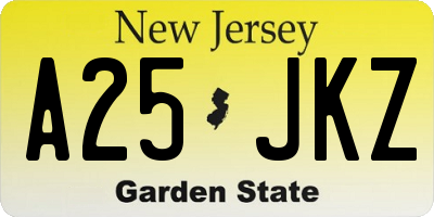 NJ license plate A25JKZ