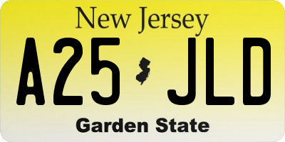 NJ license plate A25JLD