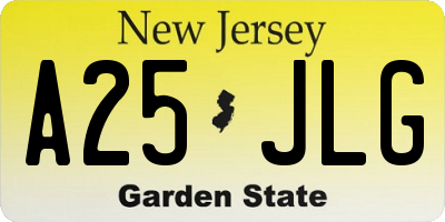 NJ license plate A25JLG