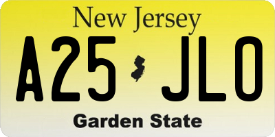 NJ license plate A25JLO