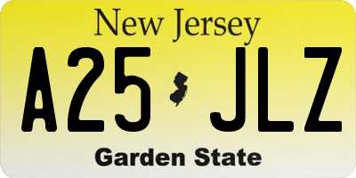 NJ license plate A25JLZ