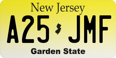 NJ license plate A25JMF