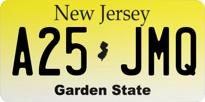 NJ license plate A25JMQ