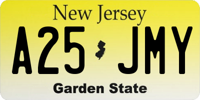 NJ license plate A25JMY