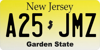 NJ license plate A25JMZ