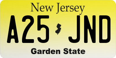 NJ license plate A25JND
