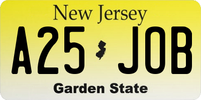 NJ license plate A25JOB