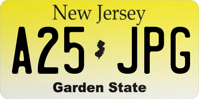 NJ license plate A25JPG