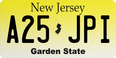 NJ license plate A25JPI