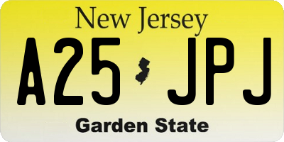 NJ license plate A25JPJ