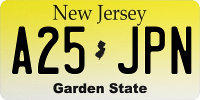 NJ license plate A25JPN