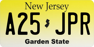NJ license plate A25JPR
