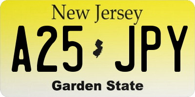 NJ license plate A25JPY