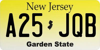 NJ license plate A25JQB