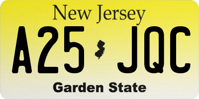 NJ license plate A25JQC