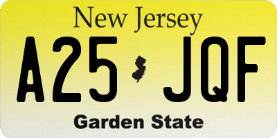 NJ license plate A25JQF