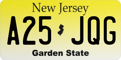 NJ license plate A25JQG