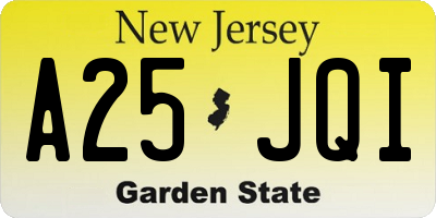 NJ license plate A25JQI