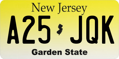 NJ license plate A25JQK