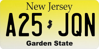 NJ license plate A25JQN