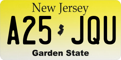 NJ license plate A25JQU