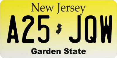 NJ license plate A25JQW