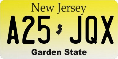 NJ license plate A25JQX