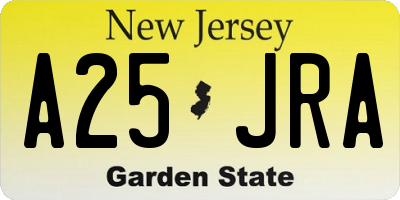 NJ license plate A25JRA