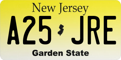 NJ license plate A25JRE