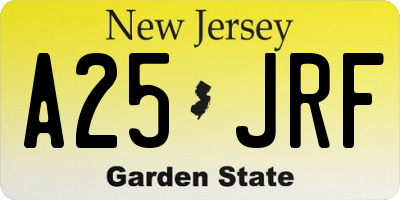 NJ license plate A25JRF