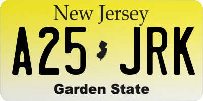 NJ license plate A25JRK