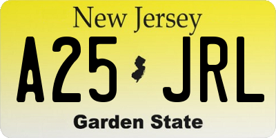 NJ license plate A25JRL