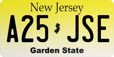 NJ license plate A25JSE
