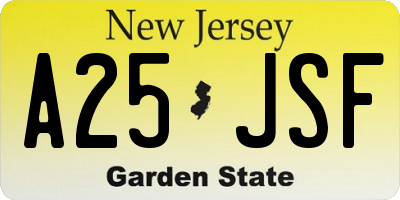 NJ license plate A25JSF