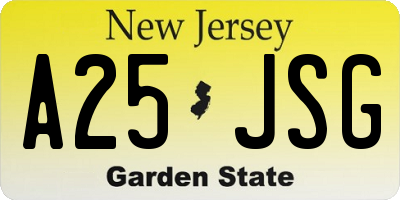 NJ license plate A25JSG