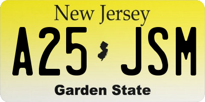 NJ license plate A25JSM