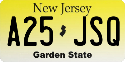 NJ license plate A25JSQ