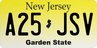 NJ license plate A25JSV