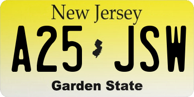 NJ license plate A25JSW
