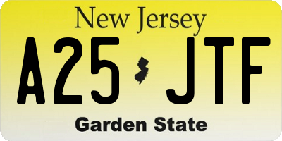 NJ license plate A25JTF