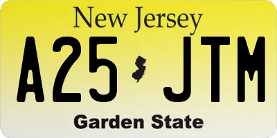 NJ license plate A25JTM