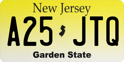NJ license plate A25JTQ