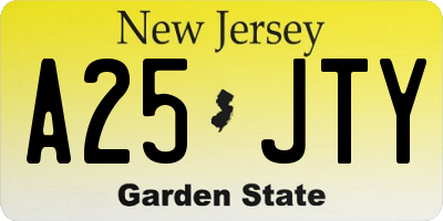 NJ license plate A25JTY