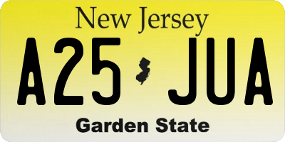 NJ license plate A25JUA