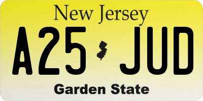 NJ license plate A25JUD